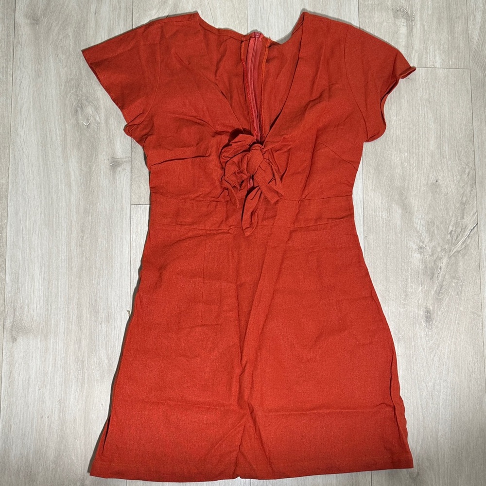 Linen Red orange Dress